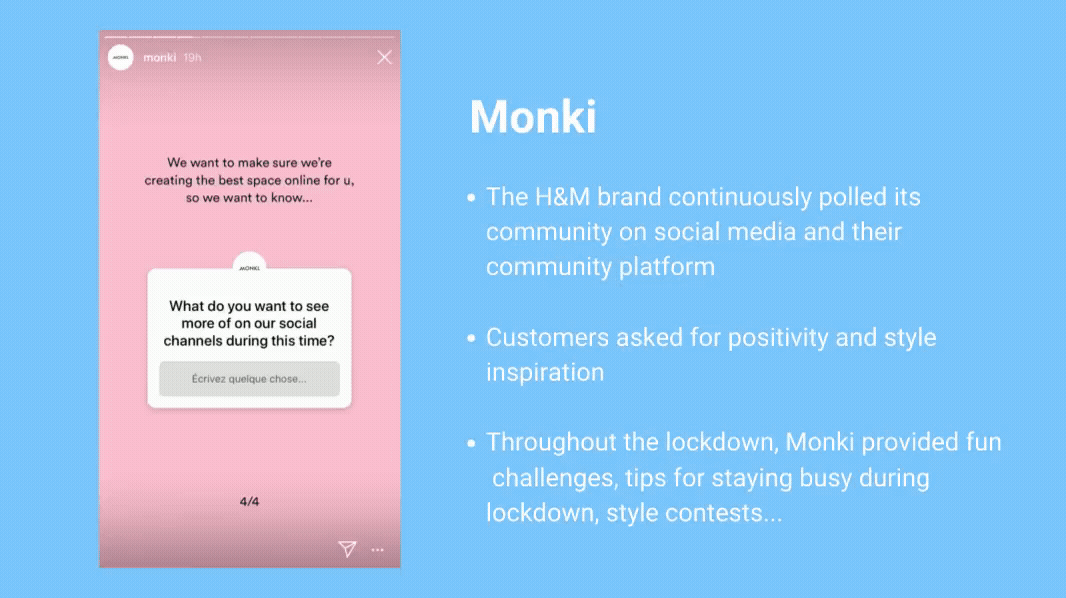 Poll and survey done by Monki on social media to understand what brand community expectations