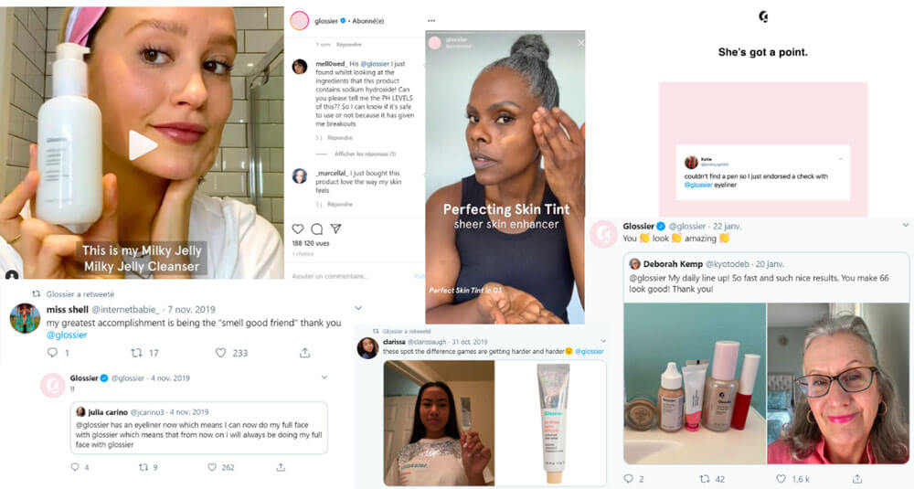 Glossier rewards its community of customers to create UGC on social media