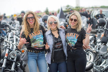 Group of Harley Davidson top community members at an event organized by the brand