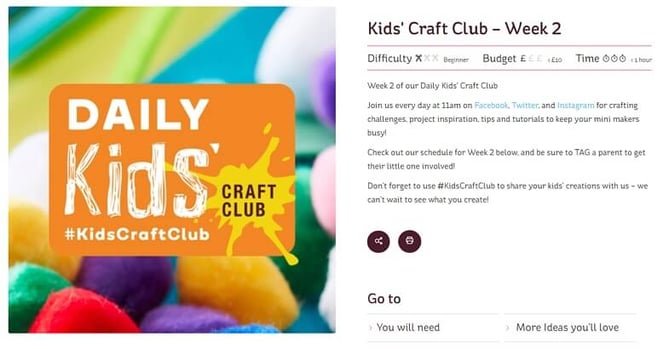 Hobbycraft hosts regular customer events for children