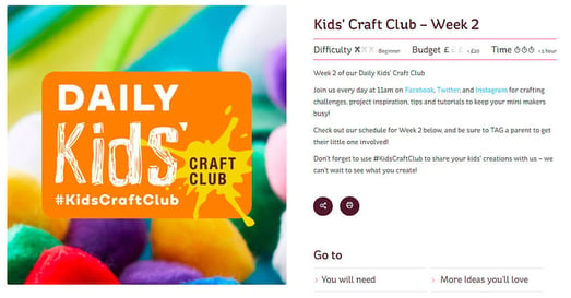 Craft club organized by Hobbycraft for its customer community