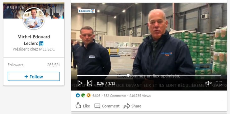Weekly video posted by E.Leclerc to reassure customers on product availability during the pandemic