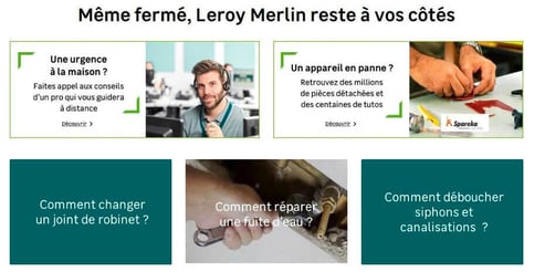 Leroy Merlin put DIY advice and content front and center on their website during the lockdown