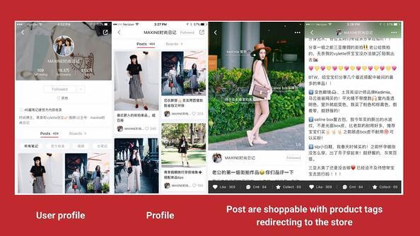 Brand ambassador profile page on the Little Red Book social commerce app