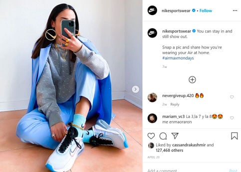 Nike generates customer UGC and content through constests and social media engagement.